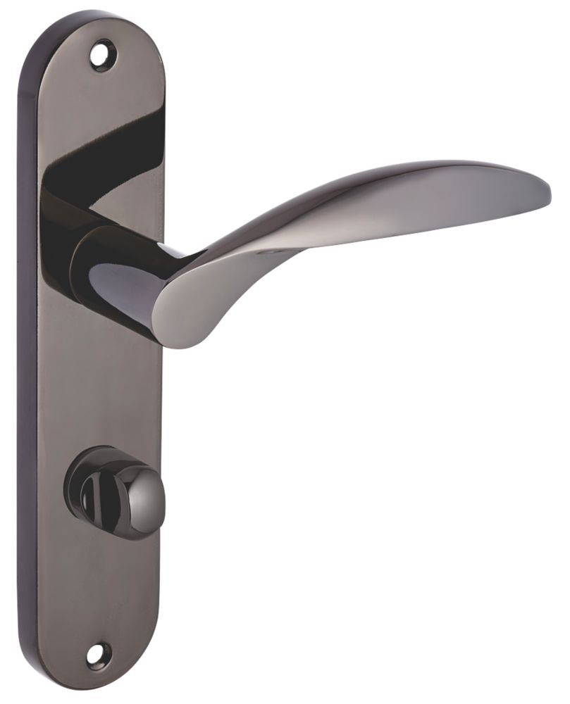 Smith & Locke Crantock Fire Rated WC Door Handles Pair Black Nickel ...