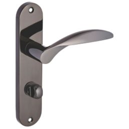 Smith & Locke Crantock Fire Rated WC Door Handles Pair Black Nickel