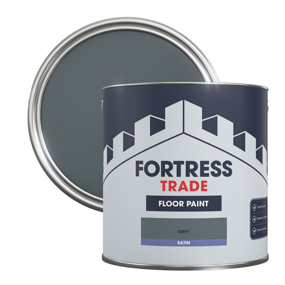 Fortress Trade 2.5Ltr Grey Satin Floor Paint Screwfix