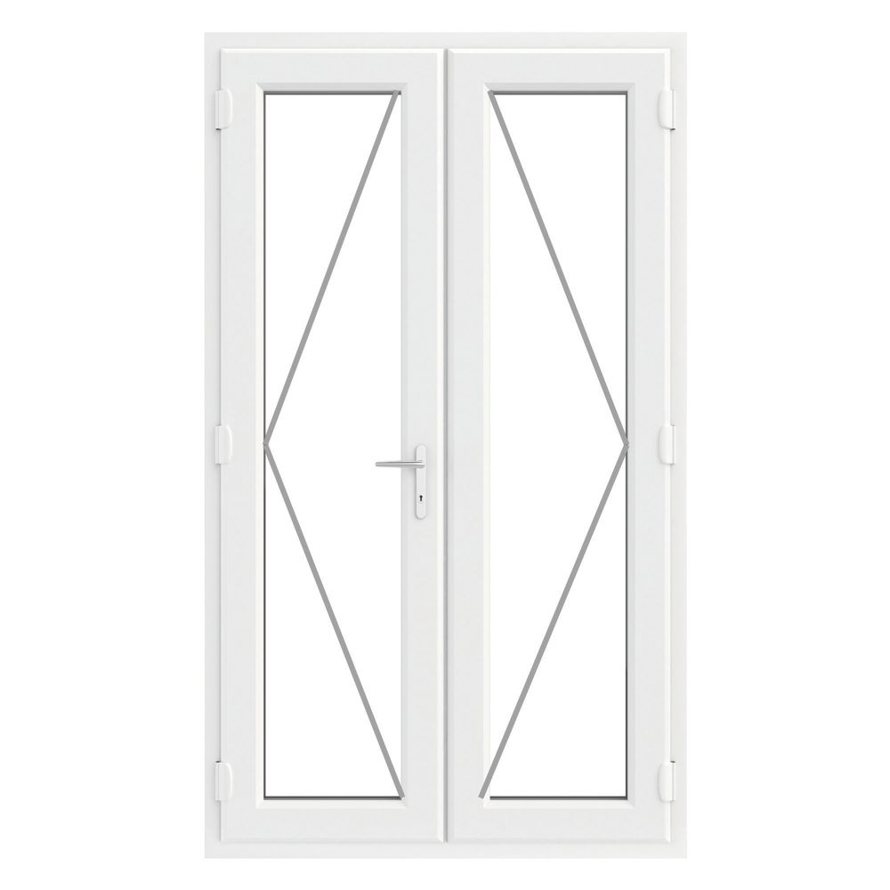Crystal White Double-Glazed uPVC French Door Set 2055mm x 1390mm