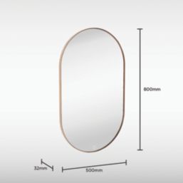 Sensio Nebula Oval Illuminated Bathroom Mirror Brass With 2016lm LED Light 800mm x 500mm