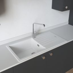 Carysil TD100L-WH 1 Bowl Granite Composite Kitchen Sink White Reversible 1000mm x 500mm