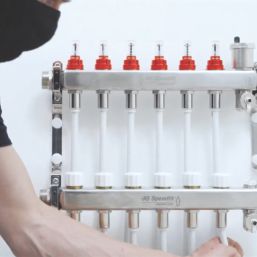 JG Underfloor 9 Port LowFit Heating Manifold Brushed Steel