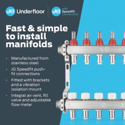 JG Underfloor 9 Port LowFit Heating Manifold Brushed Steel