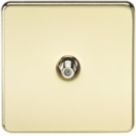 Knightsbridge  1-Gang F-Type Satellite Socket Polished Brass