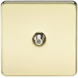 Knightsbridge  1-Gang F-Type Satellite Socket Polished Brass