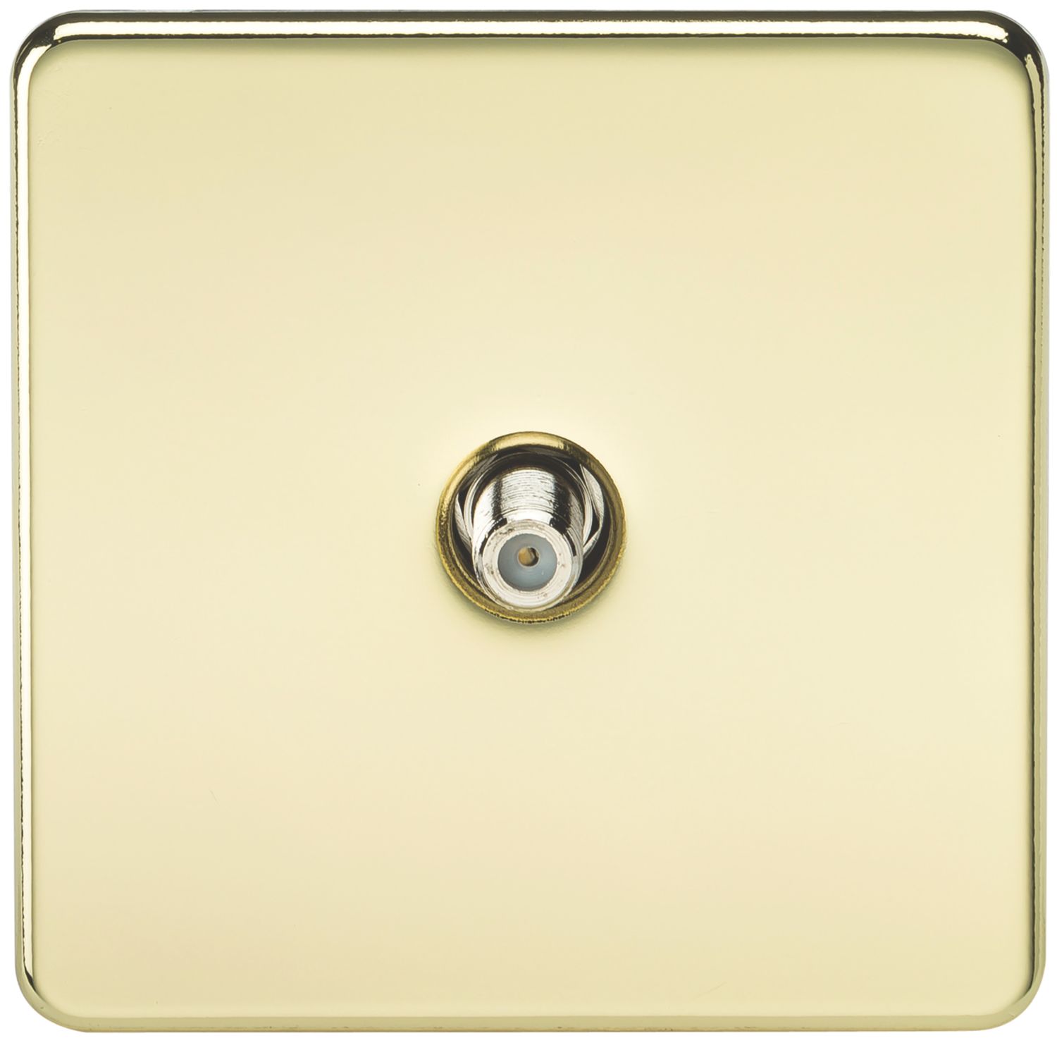 Knightsbridge 1-Gang F-Type Satellite Socket Polished Brass (405VF)