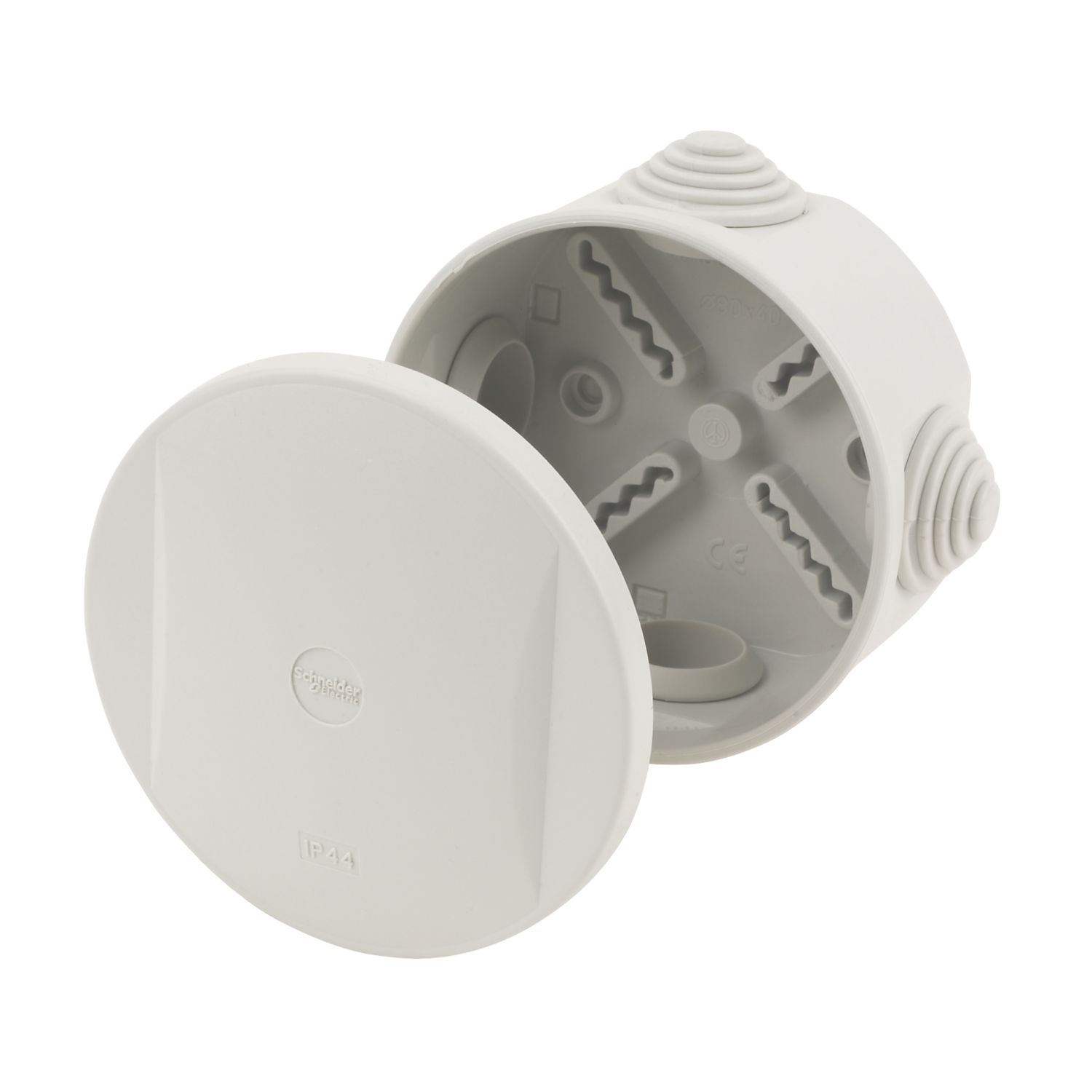 Schneider Electric 4-Entry Round Junction Box 90mm x 45mm x 90mm (40613)