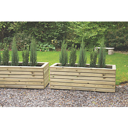 Forest  Rectangular Long Linear Planter Natural Wood 1200mm x 400mm x 440mm