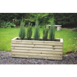 Forest  Rectangular Long Linear Planter Natural Wood 1200mm x 400mm x 440mm
