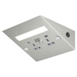 Knightsbridge  13A 2-Gang SP Switched Socket + 4.0A 20W 2-Outlet Type A & C USB Charger Brushed Chrome with Grey Inserts