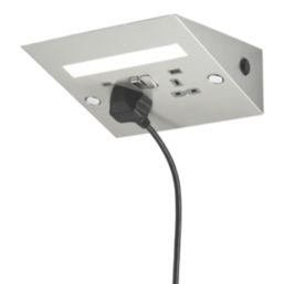 Knightsbridge  13A 2-Gang SP Switched Socket + 4.0A 20W 2-Outlet Type A & C USB Charger Brushed Chrome with Grey Inserts