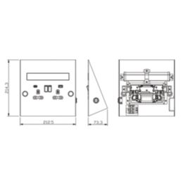 Knightsbridge  13A 2-Gang SP Switched Socket + 4.0A 20W 2-Outlet Type A & C USB Charger Brushed Chrome with Grey Inserts