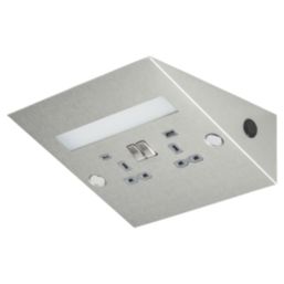Knightsbridge  13A 2-Gang SP Switched Socket + 4.0A 20W 2-Outlet Type A & C USB Charger Brushed Chrome with Grey Inserts