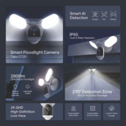 TP-Link Tapo C720
 White Wireless 2K Outdoor Smart Camera with Floodlight & PIR Sensor