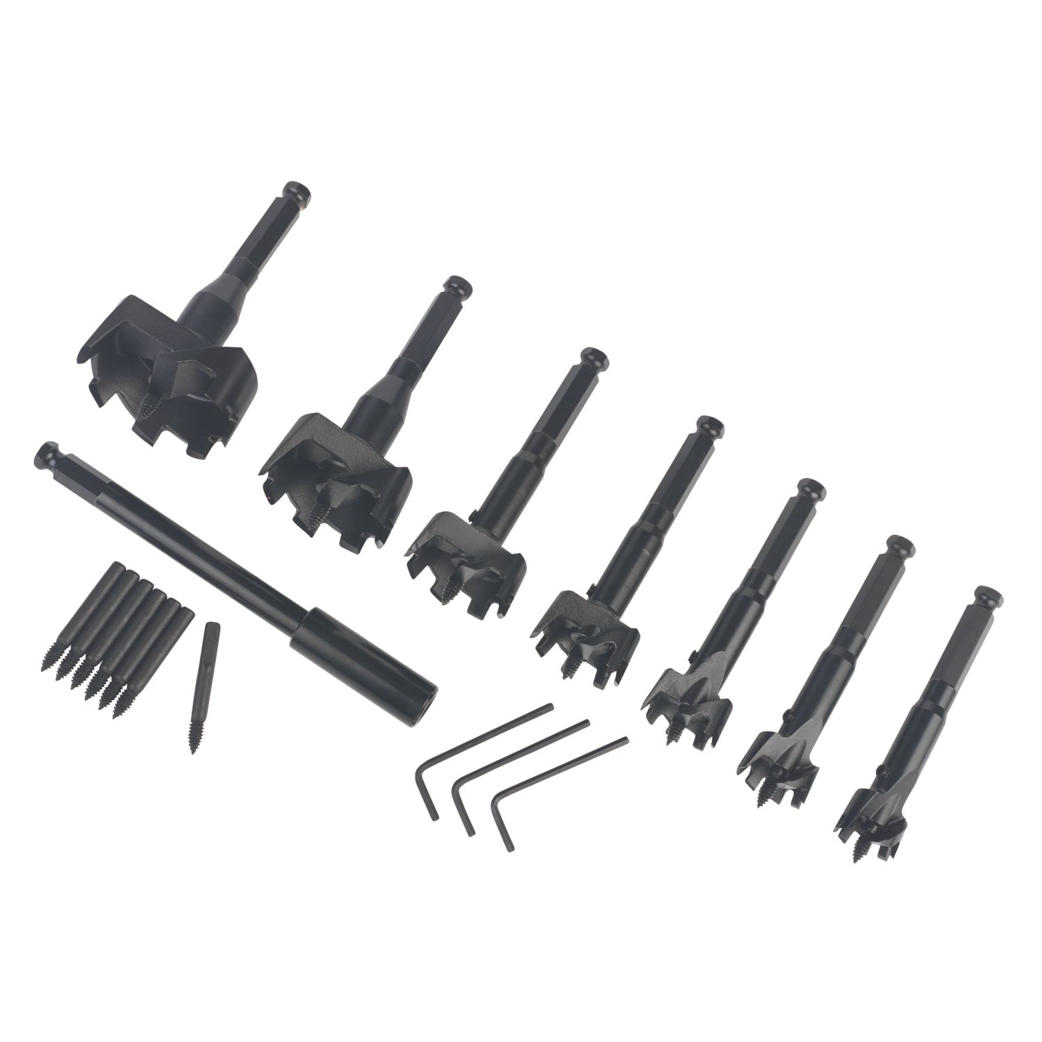 Milwaukee Hex Shank Forstner Wood Self-Feed Bit Contractors Kit 8 Pcs (406GE)