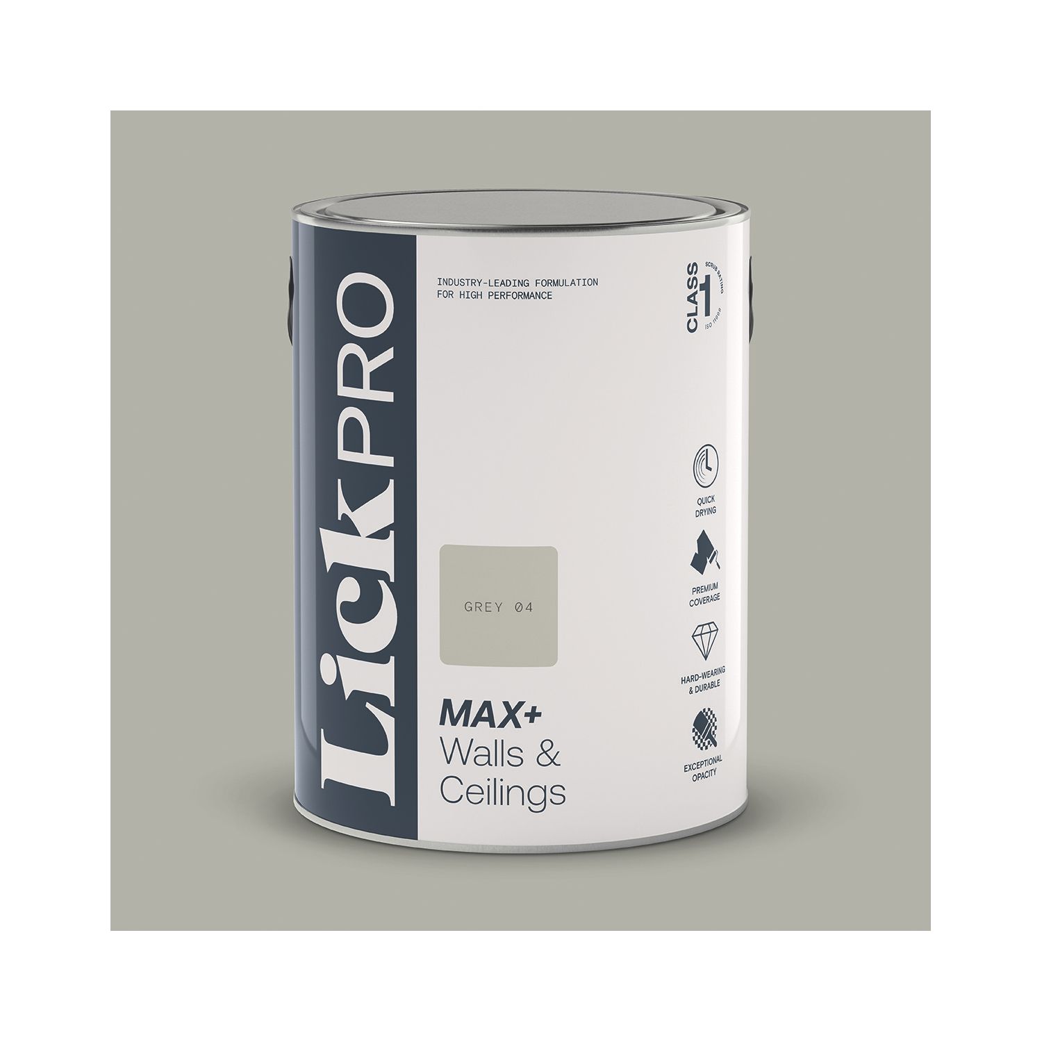 LickPro Max+ 5Ltr Grey 04 Eggshell Emulsion Paint (406JY)