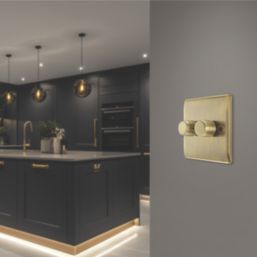 British General Nexus Metal 2-Gang 2-Way LED Dimmer Switch  Antique Brass