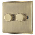 British General Nexus Metal 2-Gang 2-Way LED Dimmer Switch  Antique Brass