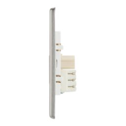 Contactum iConic 1-Gang Slave Telephone Socket Brushed Steel with White Inserts