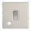 Contactum Lyric 20A 1-Gang DP Control Switch & Flex Outlet Brushed Steel  with White Inserts