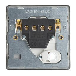 Contactum Lyric 20A 1-Gang DP Control Switch & Flex Outlet Brushed Steel  with White Inserts