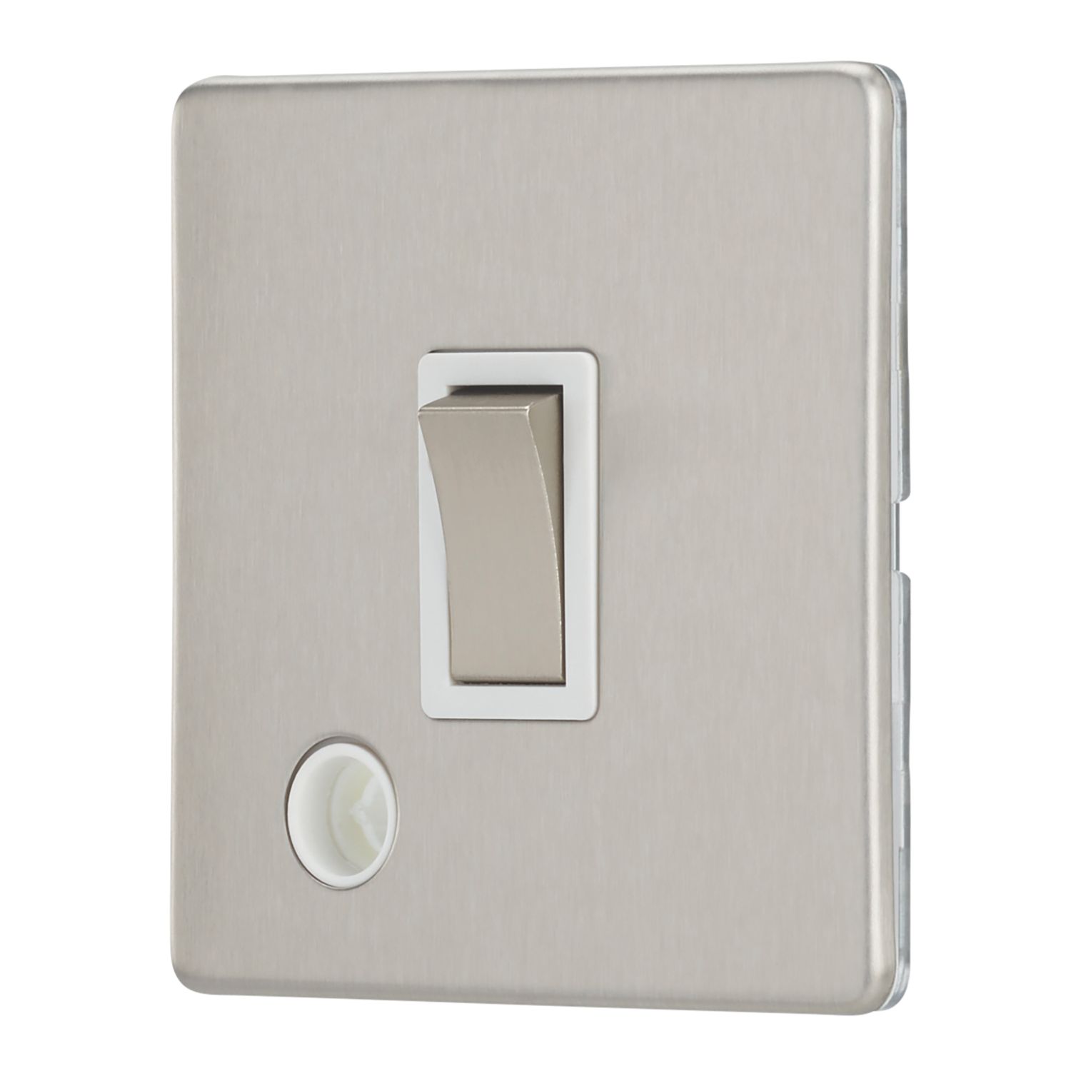 Contactum Lyric 20A 1-Gang DP Control Switch & Flex Outlet Brushed Steel with White Inserts (406RP)