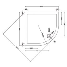 ETAL  Framed Quadrant Shower Enclosure & Tray  Chrome 880mm x 880mm x 1940mm