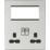 Knightsbridge  13A 2-Gang DP Combination Plate Brushed Chrome with Black Inserts