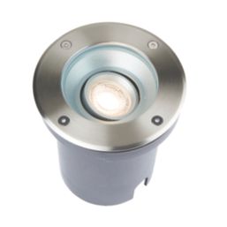 Saxby Pillar Tilt 140mm Outdoor Round Ground Light Brushed Stainless steel