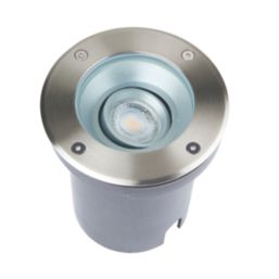 Saxby Pillar Tilt 140mm Outdoor Round Ground Light Brushed Stainless steel