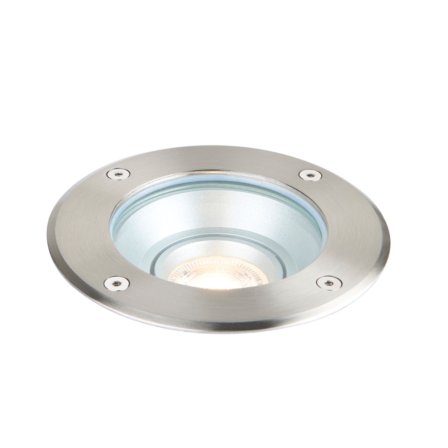 Saxby Pillar Tilt 140mm Outdoor Round Ground Light Brushed Stainless steel (406VX)