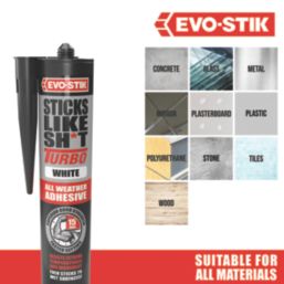 Evo-Stik Sticks Like Sh*t Turbo Solvent-Free Grab Adhesive White 290ml
