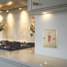 British General Nexus Metal 45A 1-Gang DP Cooker Switch Antique Brass with LED