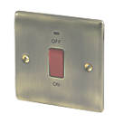 British General Nexus Metal 45A 1-Gang DP Cooker Switch Antique Brass with LED