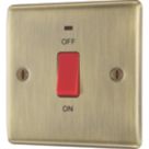 British General Nexus Metal 45A 1-Gang DP Cooker Switch Antique Brass with LED