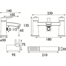 Bristan Apelo Chrome-Plated 135mm Deck Mounted Dual Control Manual Shower Mixer Tap
