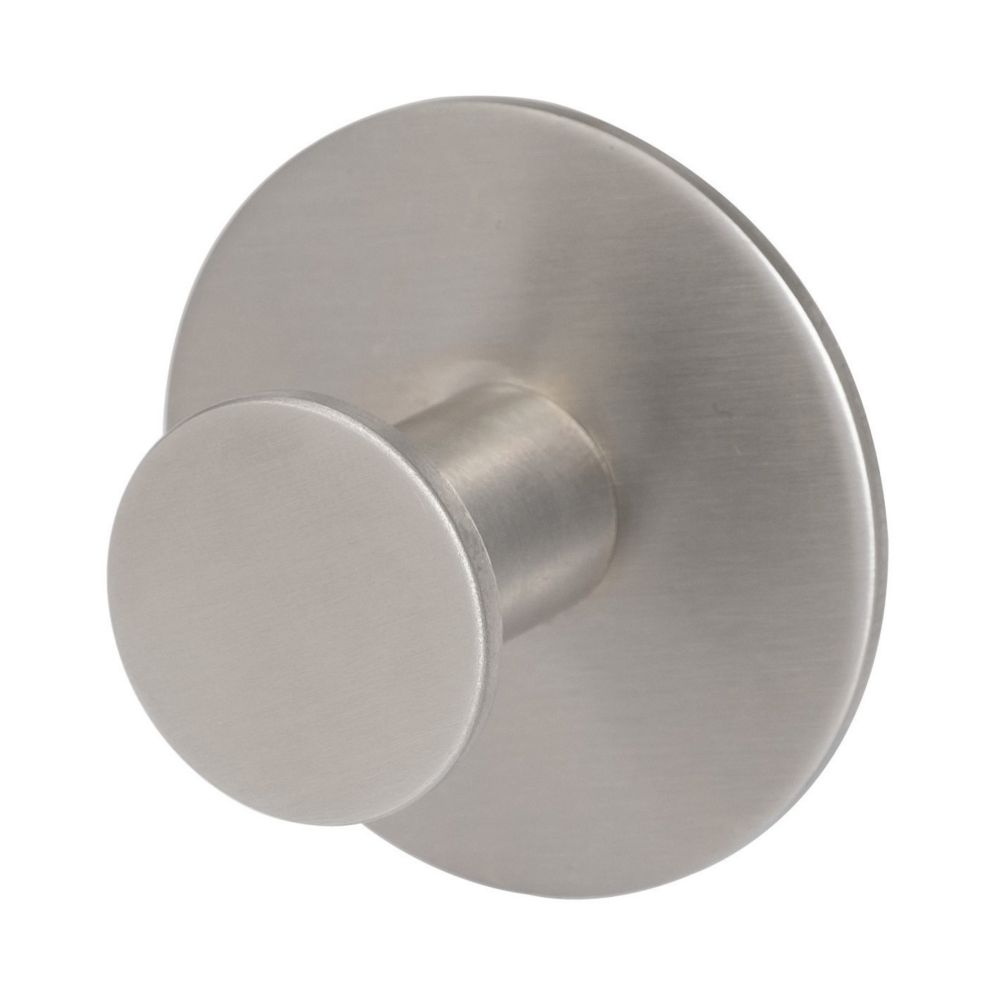 Eclipse Self-Adhesive Circular Coat Hook Satin Stainless Steel 48mm ...