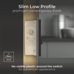 British General Evolve 20A 1-Gang DP Control Switch Matt Black with LED with Black Inserts