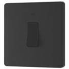 British General Evolve 20A 1-Gang DP Control Switch Matt Black with LED with Black Inserts