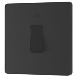 British General Evolve 20A 1-Gang DP Control Switch Matt Black with LED with Black Inserts