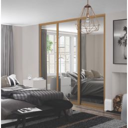 Spacepro Shaker 3-Door Framed Sliding Wardrobe Doors Oak Frame Mirror Panel 2136mm x 2260mm