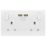 LAP  13A 2-Gang SP Switched Socket + 3.1A 15.5W 2-Outlet Type A USB Charger White