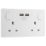 LAP  13A 2-Gang SP Switched Socket + 3.1A 15.5W 2-Outlet Type A USB Charger White