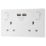 LAP  13A 2-Gang SP Switched Socket + 3.1A 15.5W 2-Outlet Type A USB Charger White