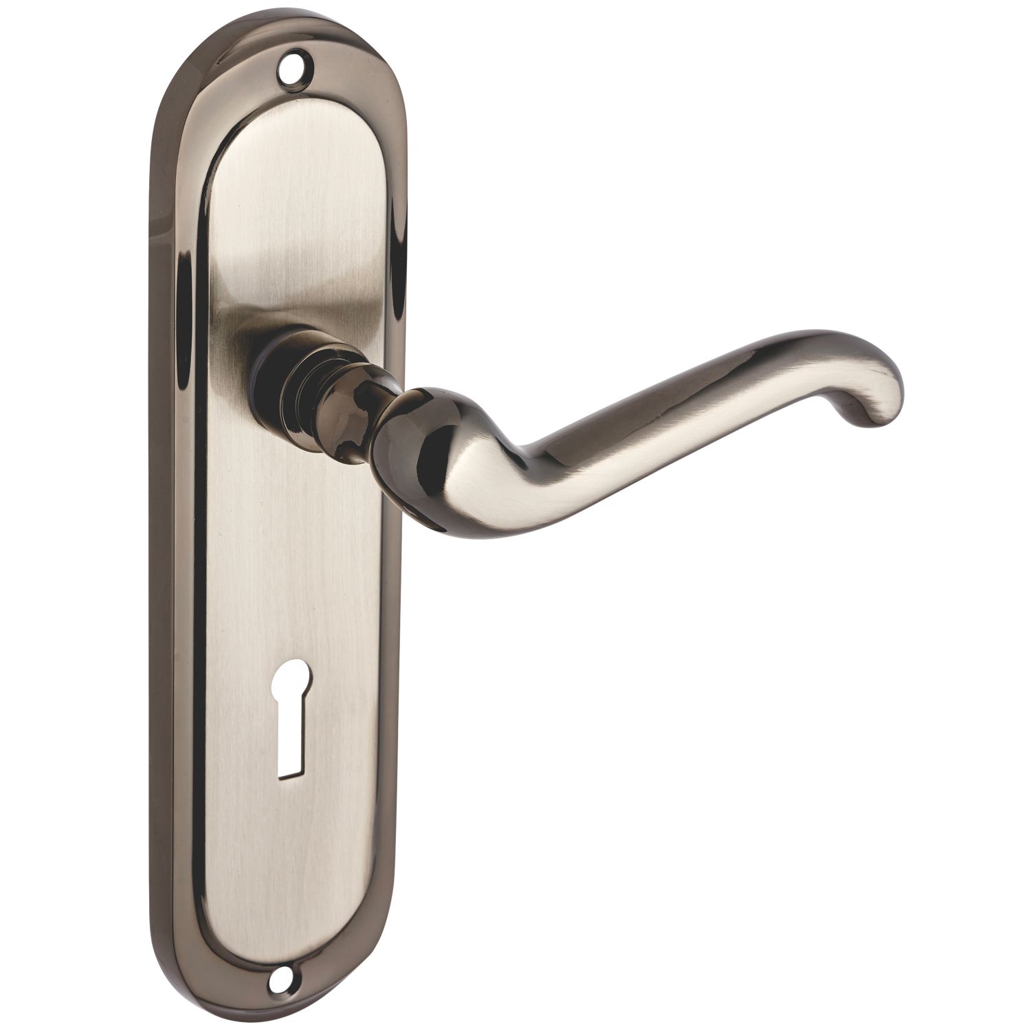 Smith & Locke Sandsend Fire Rated Long Lever Lock Door Handles Pair Satin / Black Nickel (408HY)