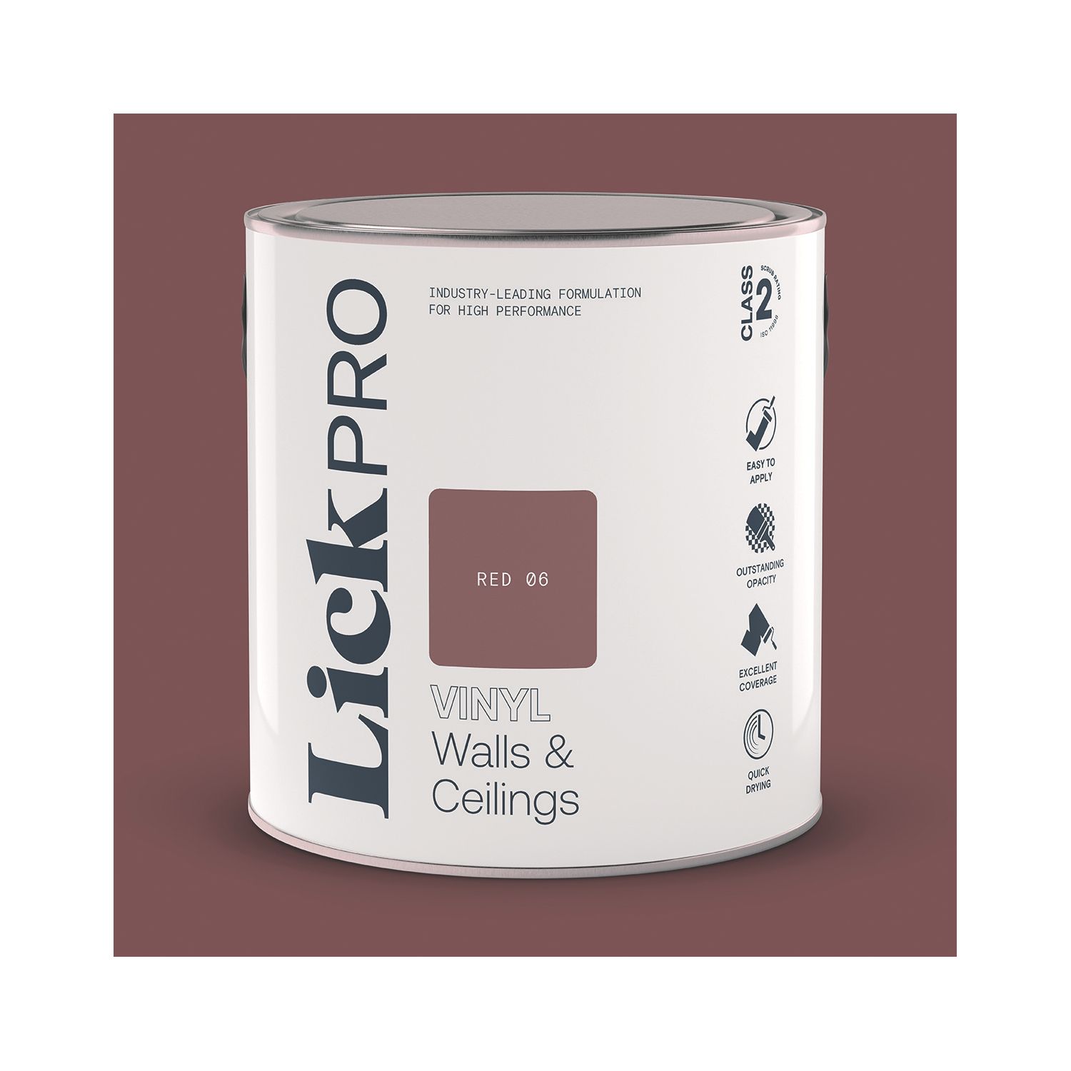 LickPro 2.5Ltr Red 06 Vinyl Matt Emulsion Paint (408TM)