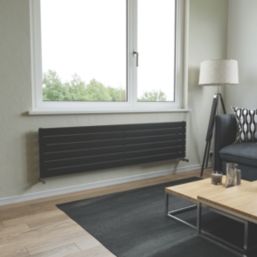 Ximax Oceanus 445mm x 1800mm 3017BTU Black Horizontal Designer Radiator
