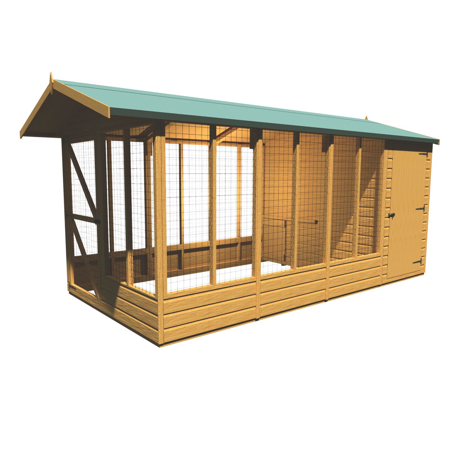 Shire 13' 6" x 6' 6" (Nominal) Apex Shiplap T&G Timber Dog Kennel (4090X)