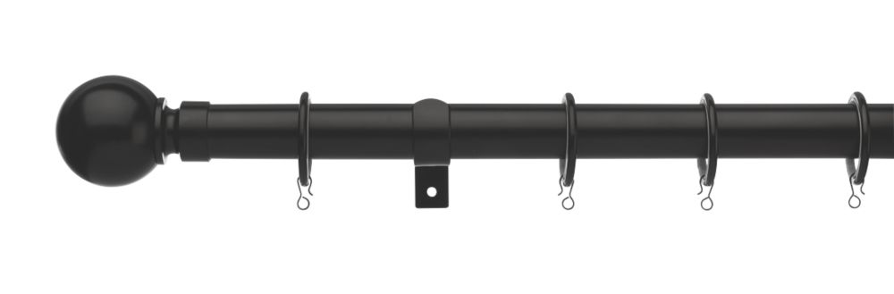 Universal Metal Extendable Curtain Pole Black 28mm x 1200-2000mm - Screwfix